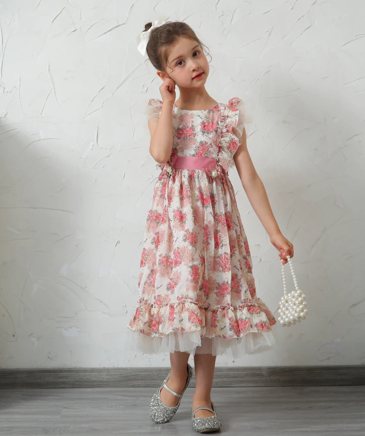 Floral Hollow Embroidered Dress, 6M to 9T.
