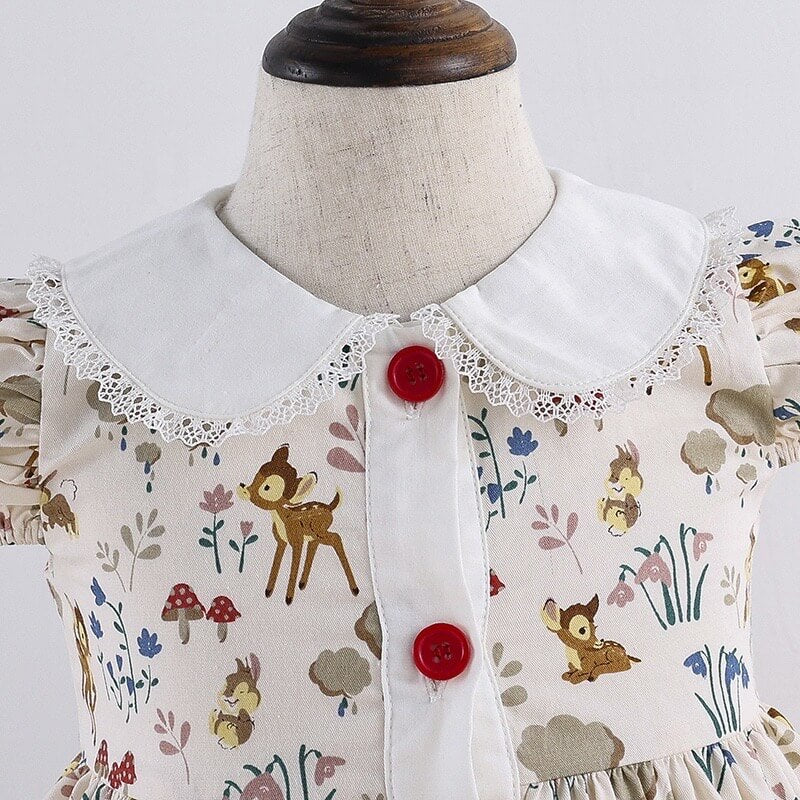 Cute Deer Print Dress,Full/Half Sleeves,12M to 6T