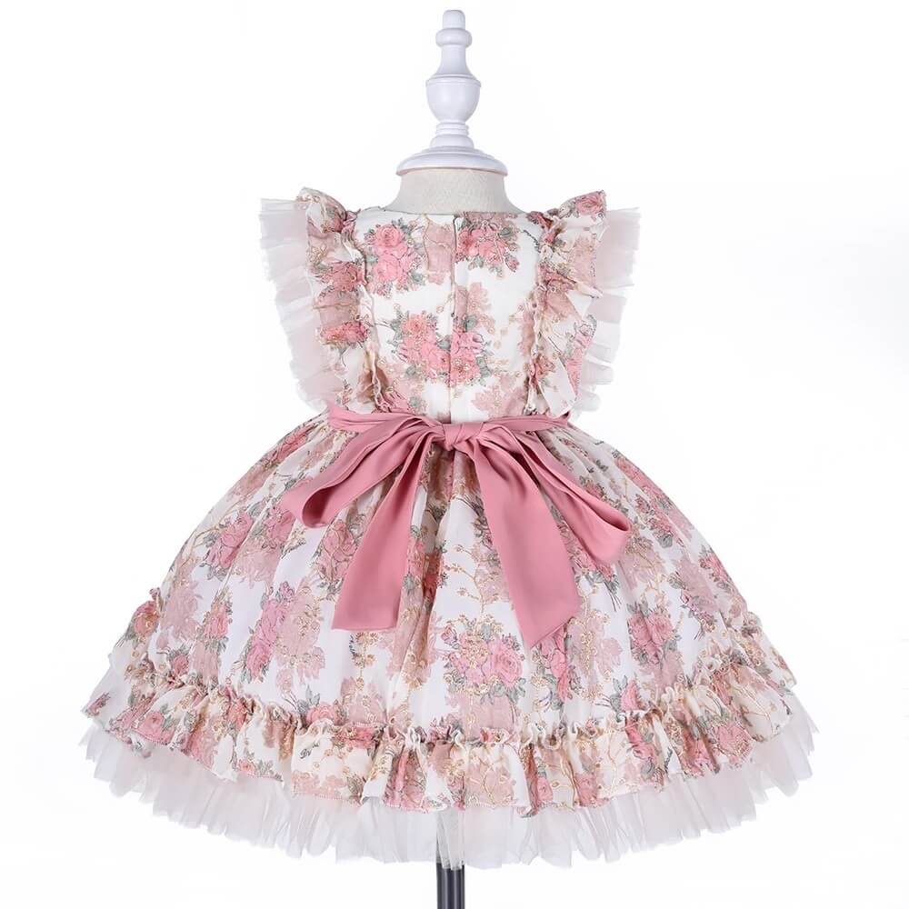 Floral Hollow Embroidered Dress, 6M to 9T.