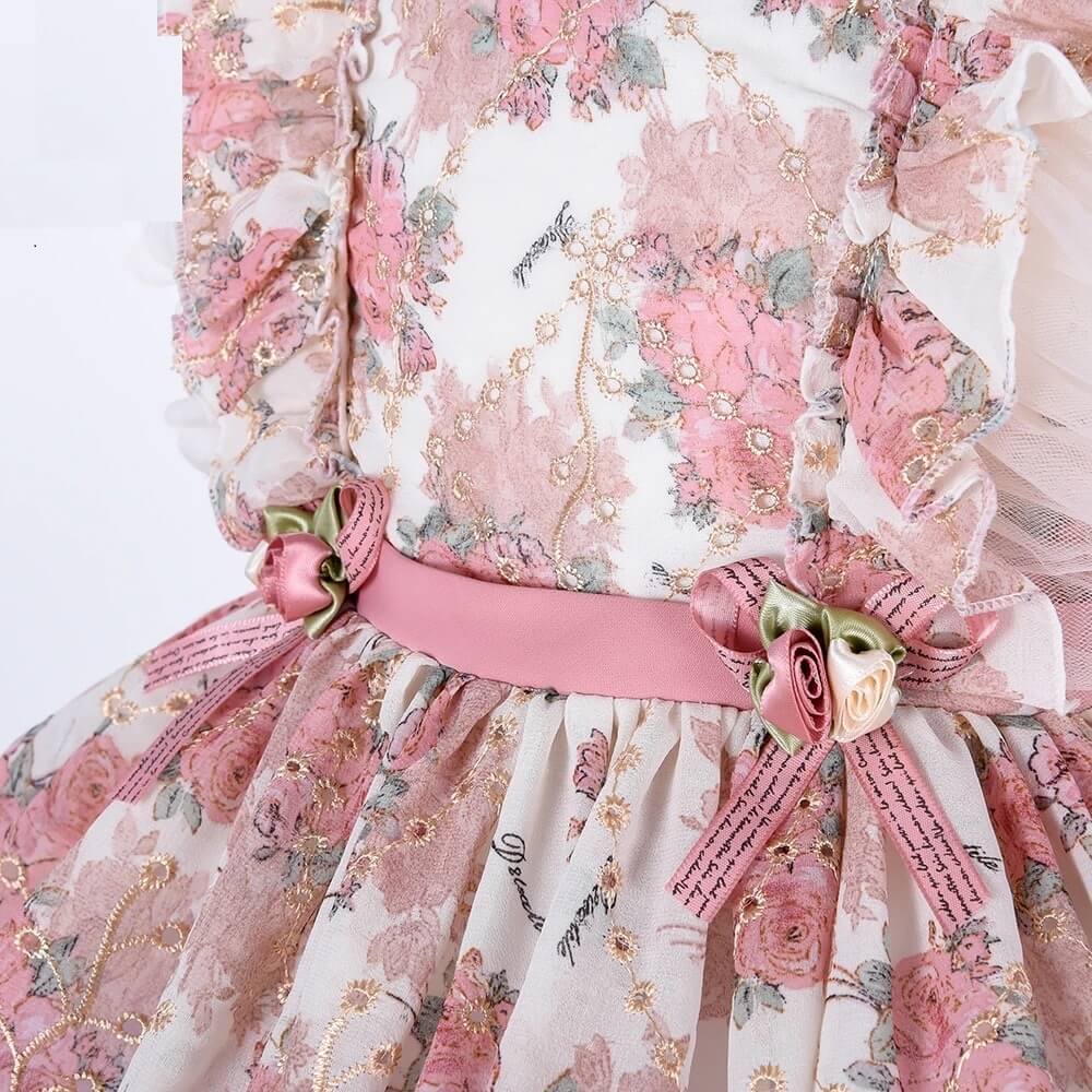 Floral Hollow Embroidered Dress, 6M to 9T.