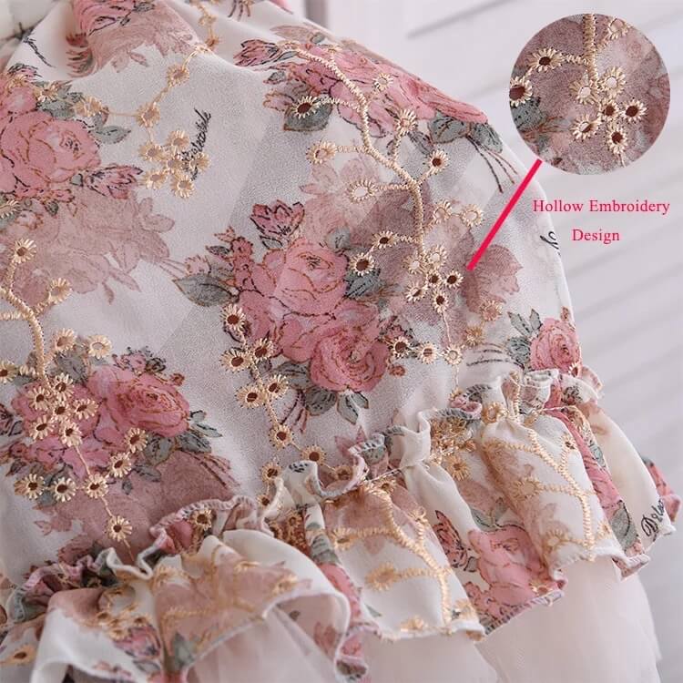 Floral Hollow Embroidered Dress, 6M to 9T.