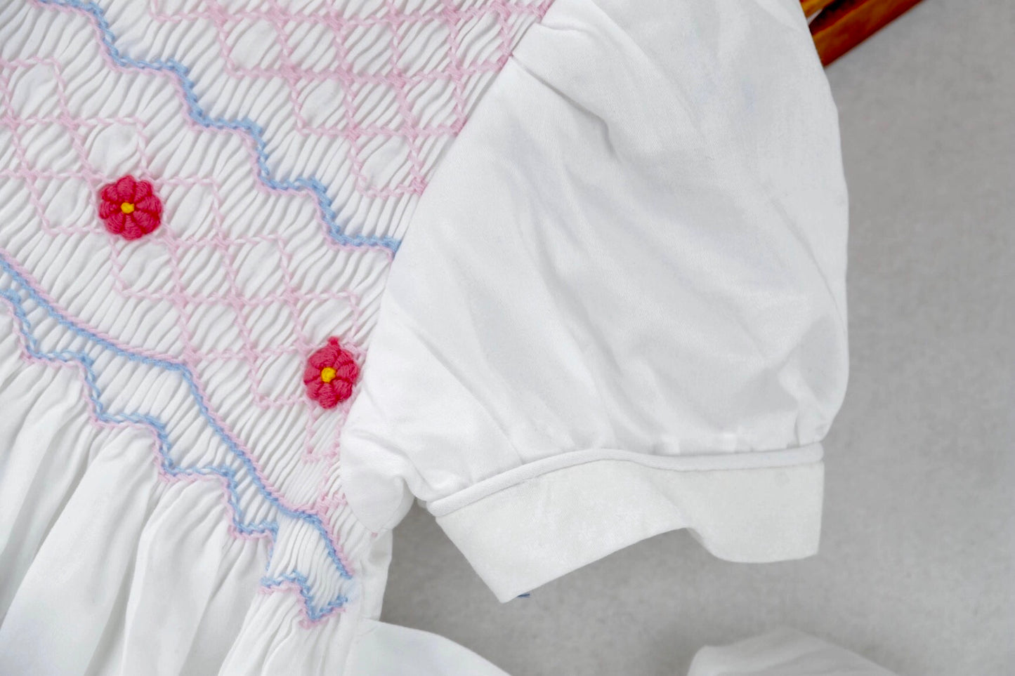 Gorgeous White Hand Smocked Dress, 2T to 7T.