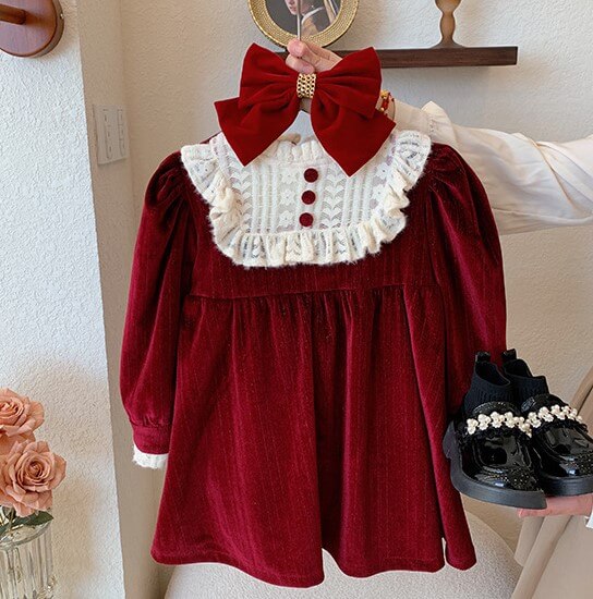 Vintage Red Velvet Dress,2T to 7T.
