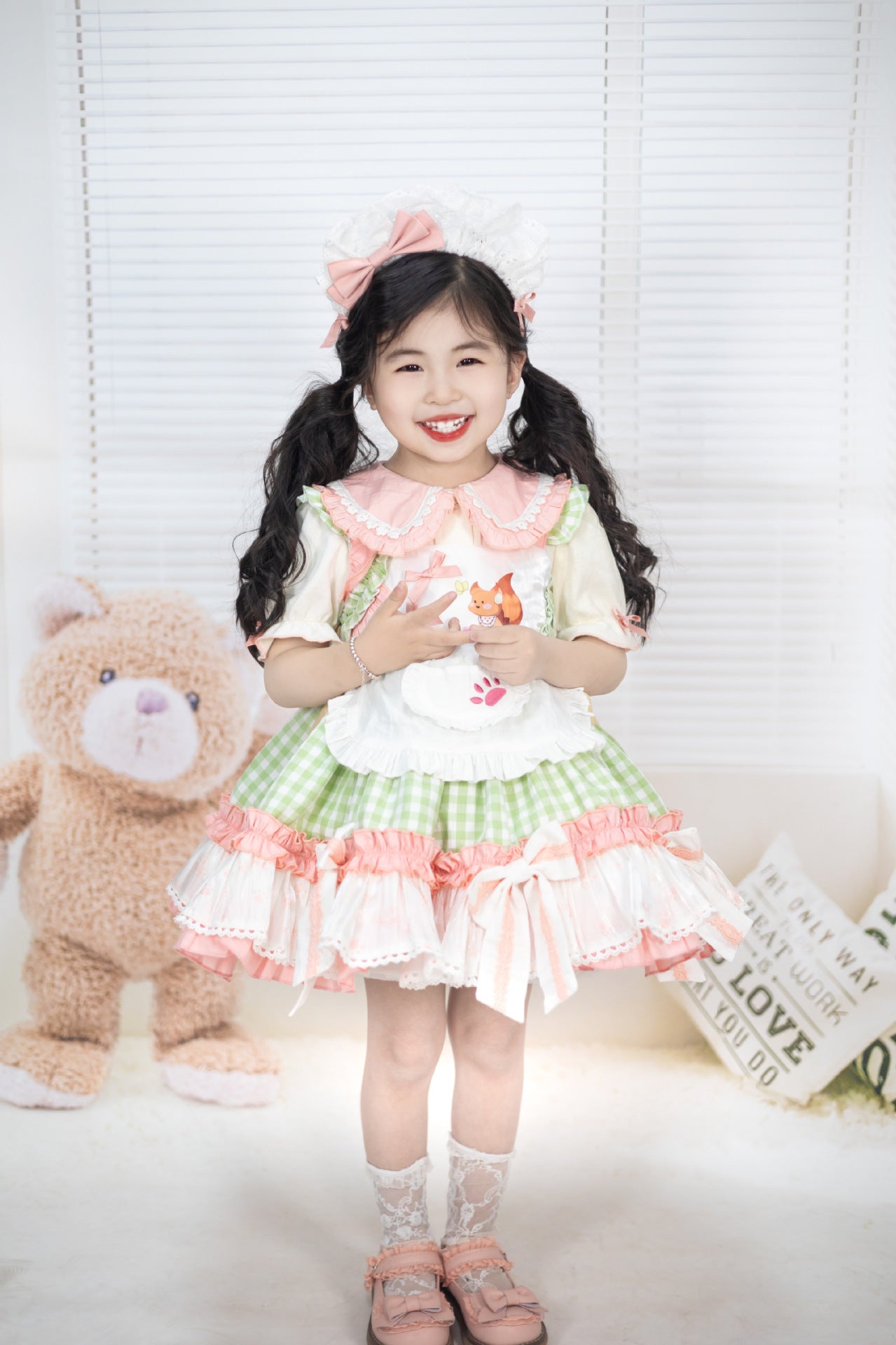 Beautiful Green & Pink Spanish Fluffy Dress,2T to 8T.
