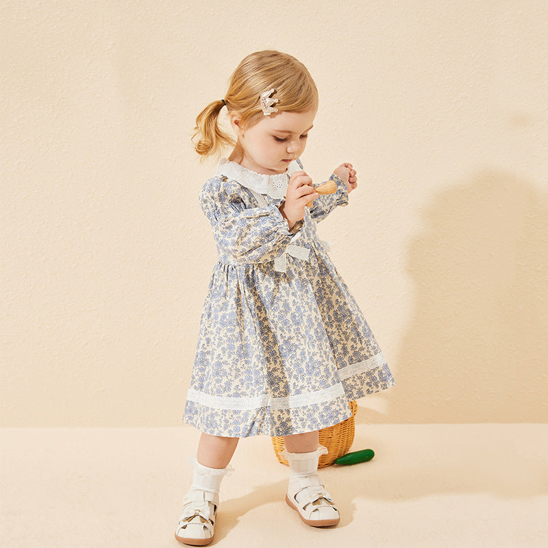 Adorable Floral Dress With Lace & Bows,6M To 4T.