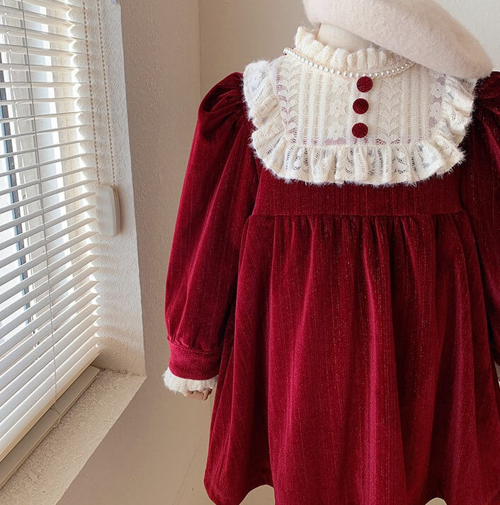Vintage Red Velvet Dress,2T to 7T.