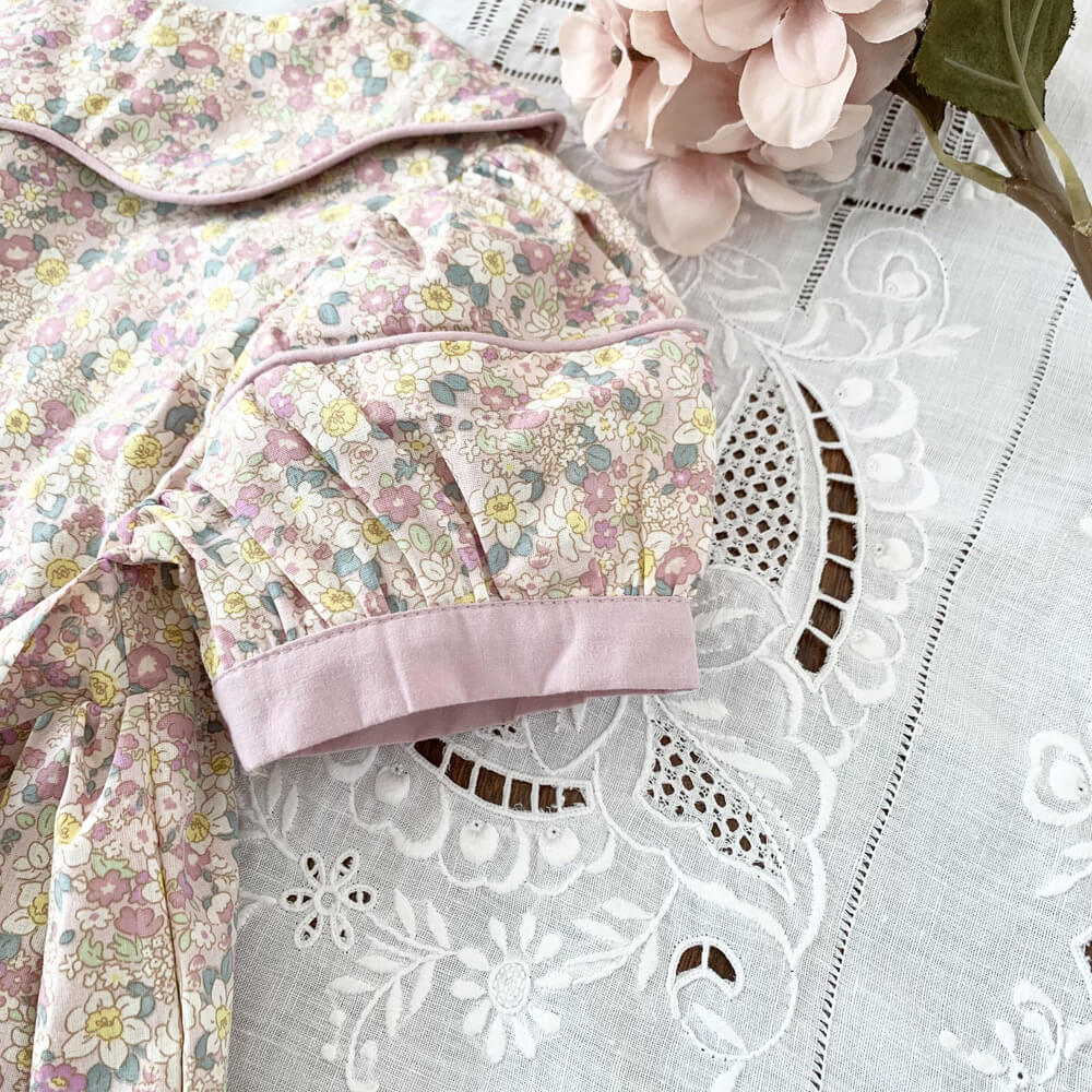 Retro Print Floral Dress,2T to 7T.