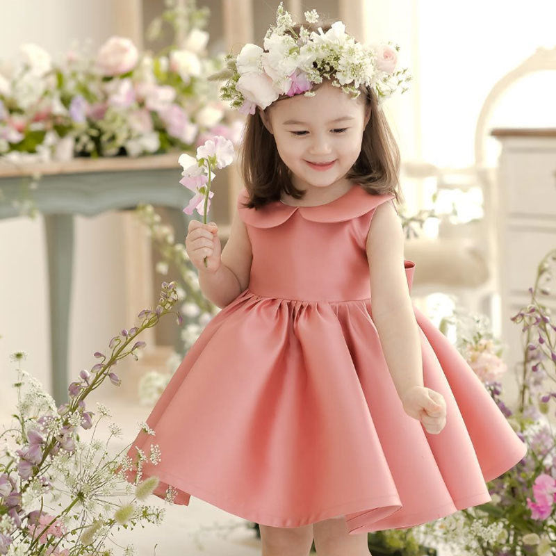 Cute Peter Pan Collar Party Dress,Pink/White,12M to 8T