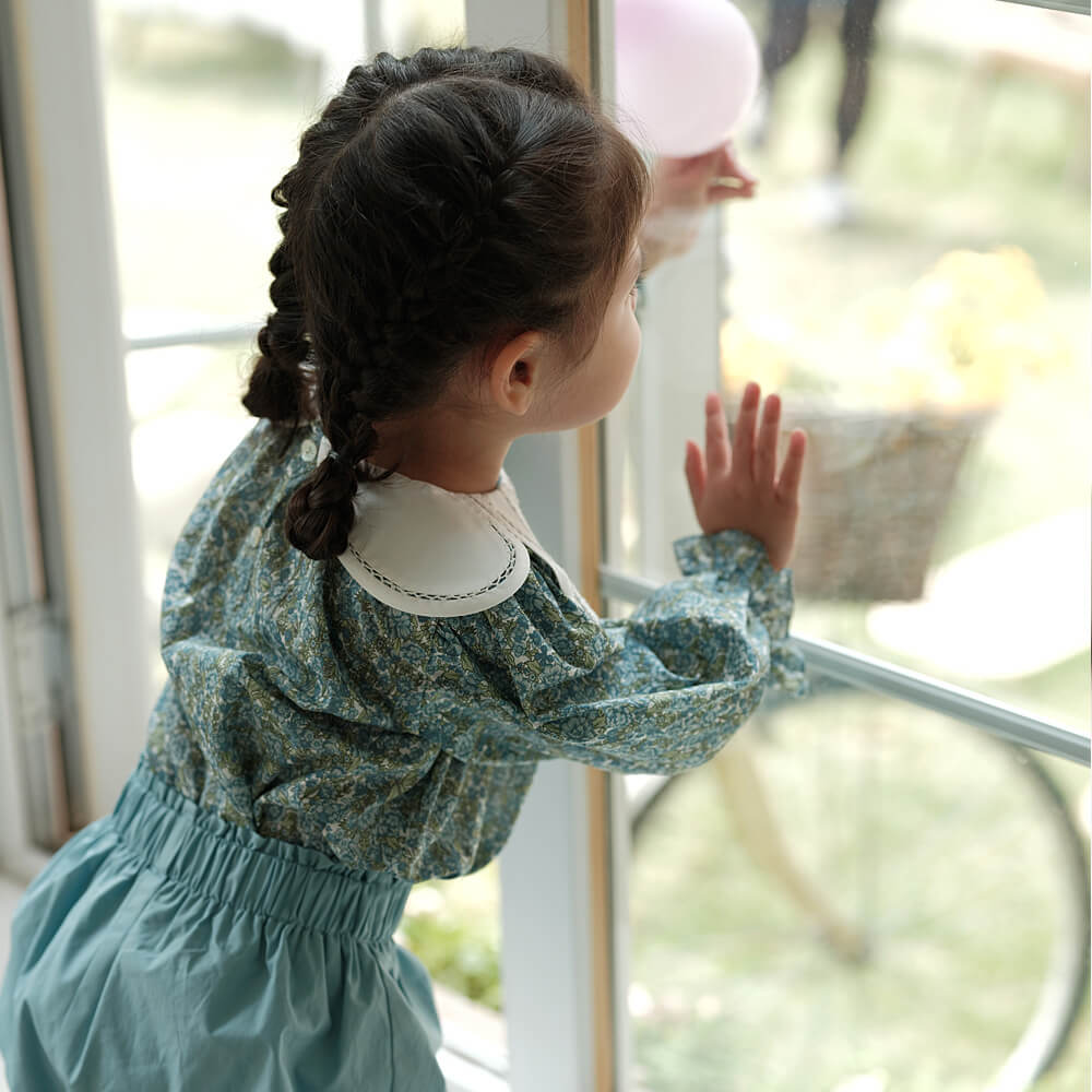 Cute Floral Petal Collar Top,12M to 6T.