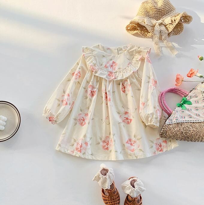 Adorable Floral Cotton Dress,2T to 7T