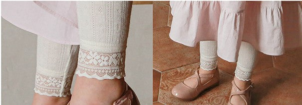 Cute Lace Leggings,Pink/Grey/Cream,2T to 8T.