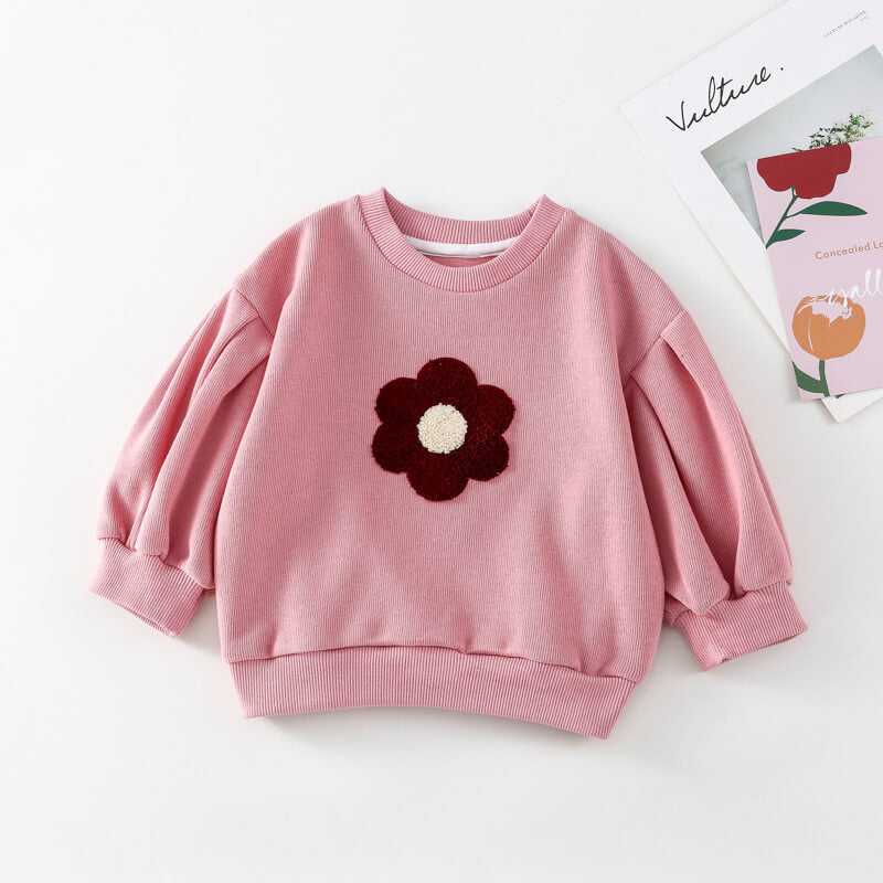 Cute Pink Flower Sweatshirt, 12M to 6T
