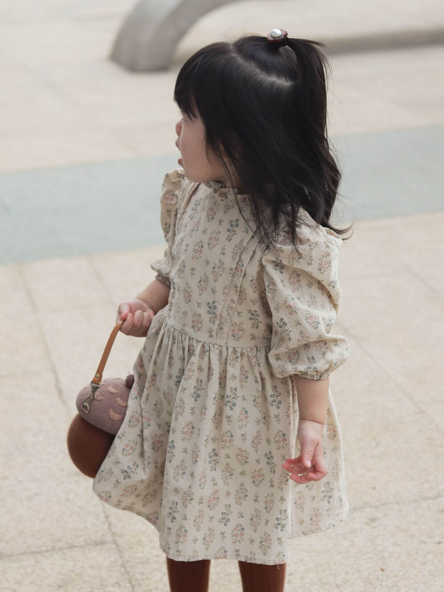 French Style Floral Corduroy Dress,12M to 6T.