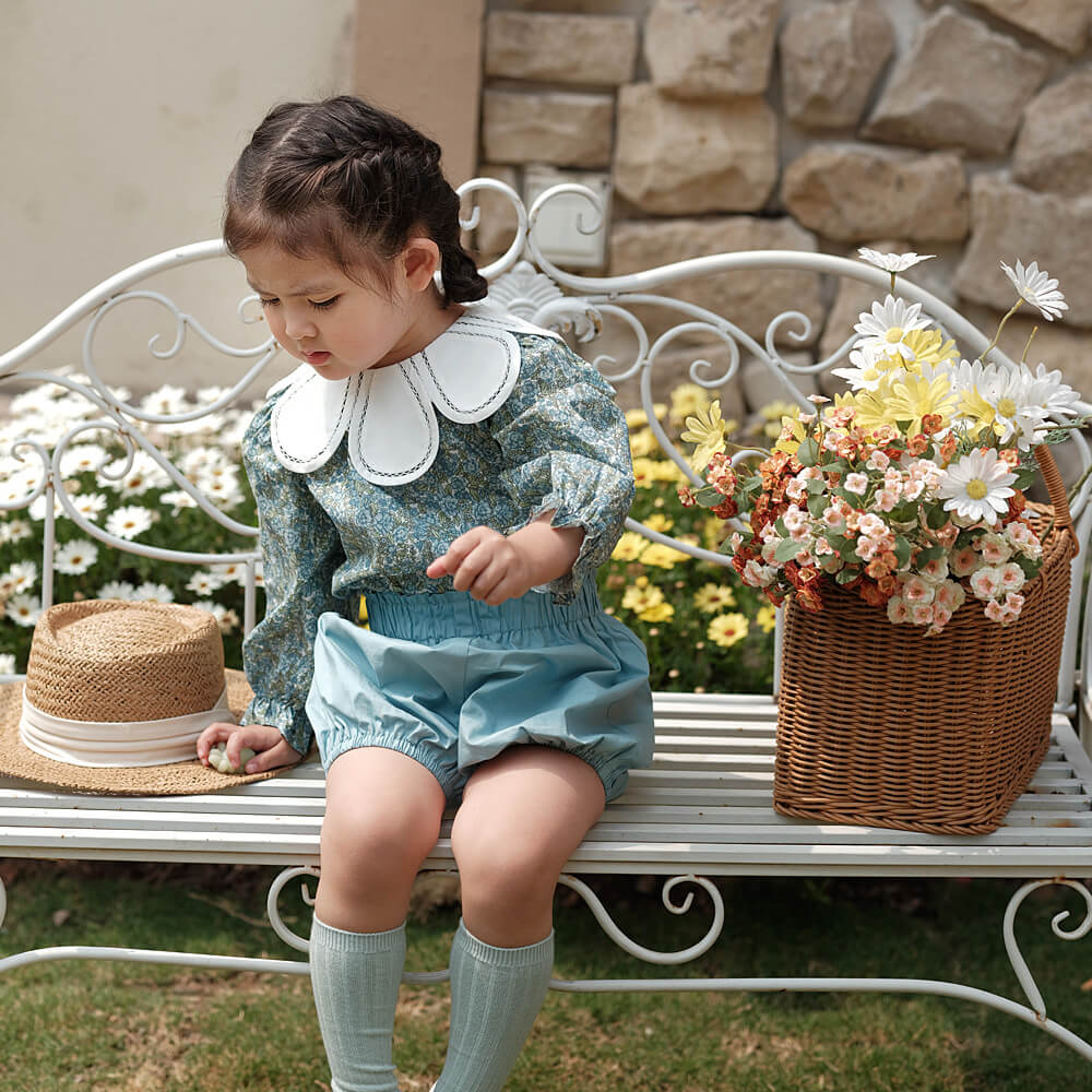 Cute Floral Petal Collar Top,12M to 6T.