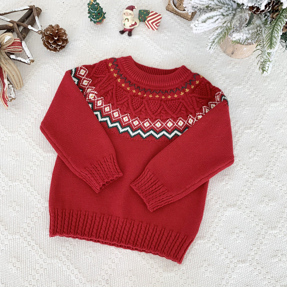 Cute Christmas Unisex Sweater,Red/White,2T to 8T.