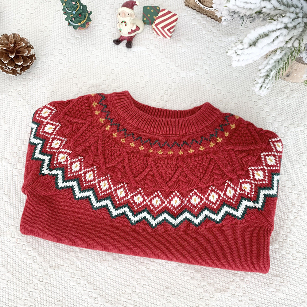 Cute Christmas Unisex Sweater,Red/White,2T to 8T.