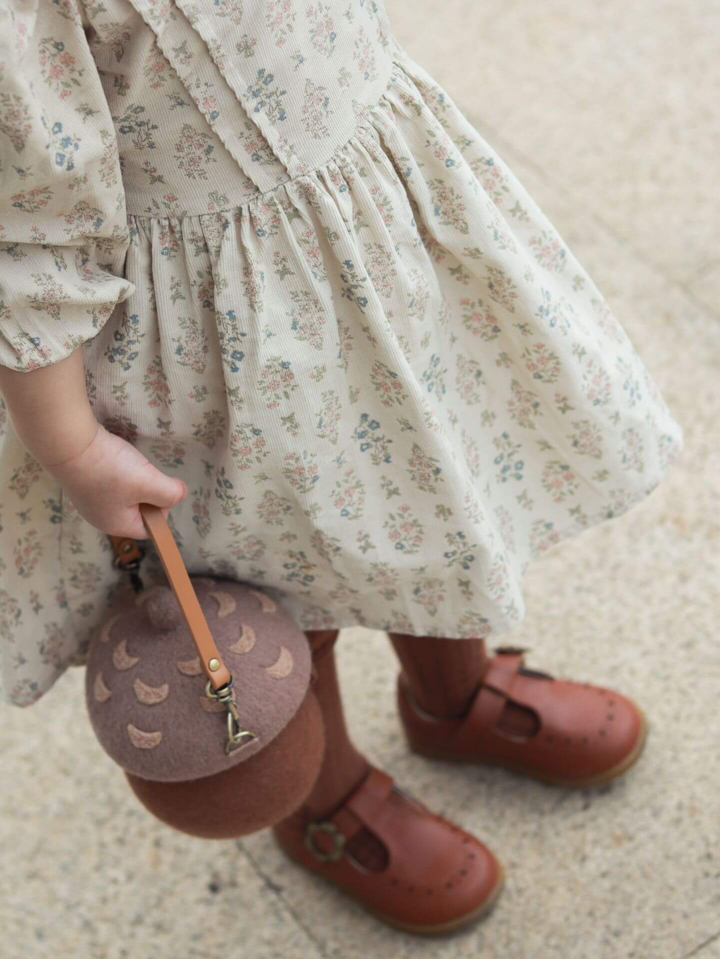 French Style Floral Corduroy Dress,12M to 6T.