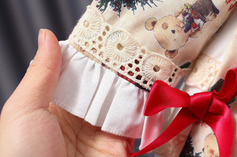 Adorable Christmas Print Lolita Dress,12M to 5T.