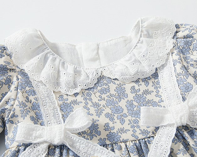 Adorable Floral Dress With Lace & Bows,6M To 4T.