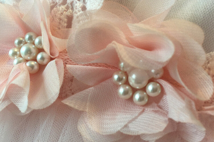 Pearl & Lace Flower Dress, Pink/White/Blue, 2T to 6T.