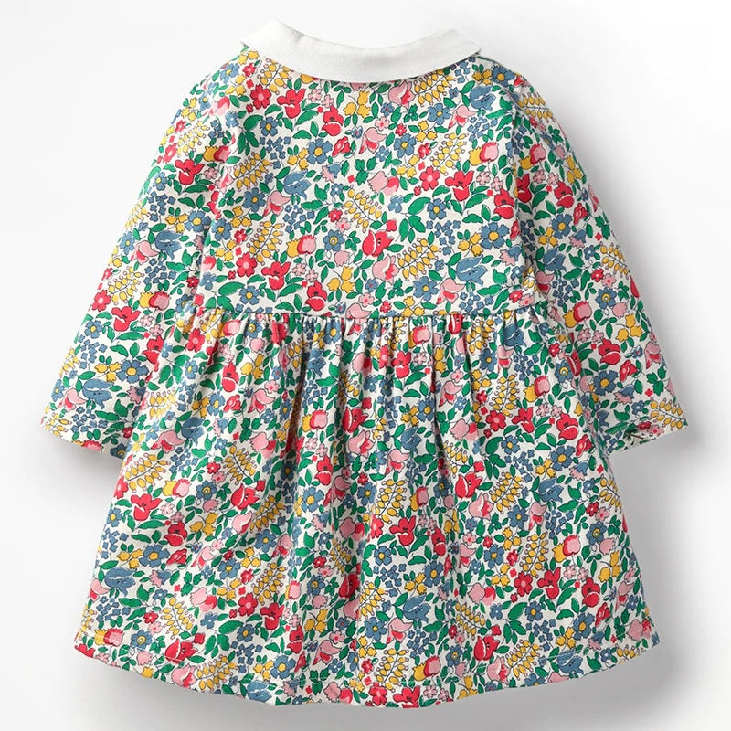 Floral Peter Pan Collar Dress,Cotton,2T to 7T.