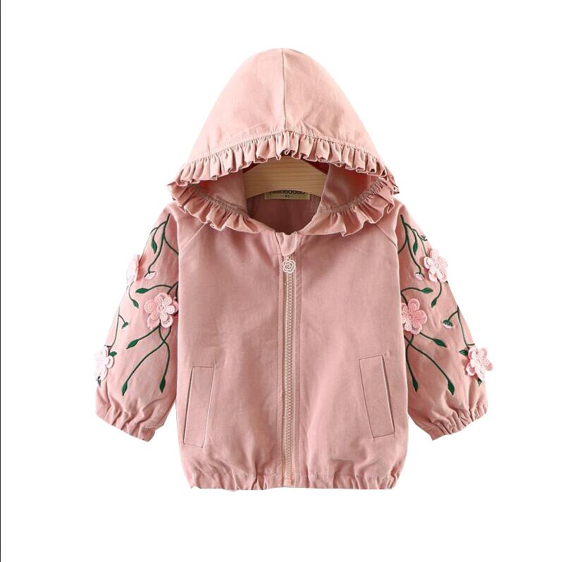 Cute Embroidered Fall Jacket,Pink/Green,12M to 5T
