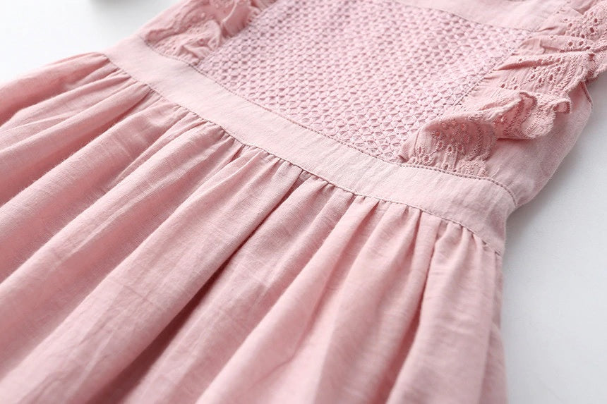 Cute Eyelet Dress,Pink,Size 2 to 7T.