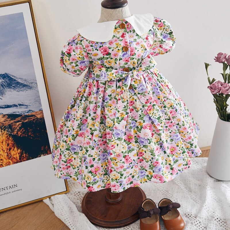 Beautiful Floral Hand Smocked Dress, 12M to 6T.