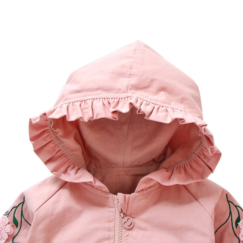 Cute Embroidered Fall Jacket,Pink/Green,12M to 5T