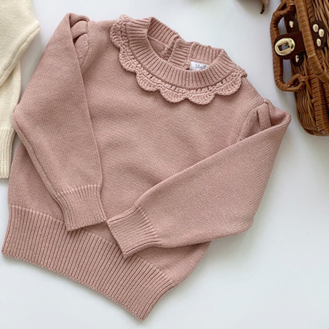 Cute Knitted Pullovers, Pink/Off White,3T to 7T.