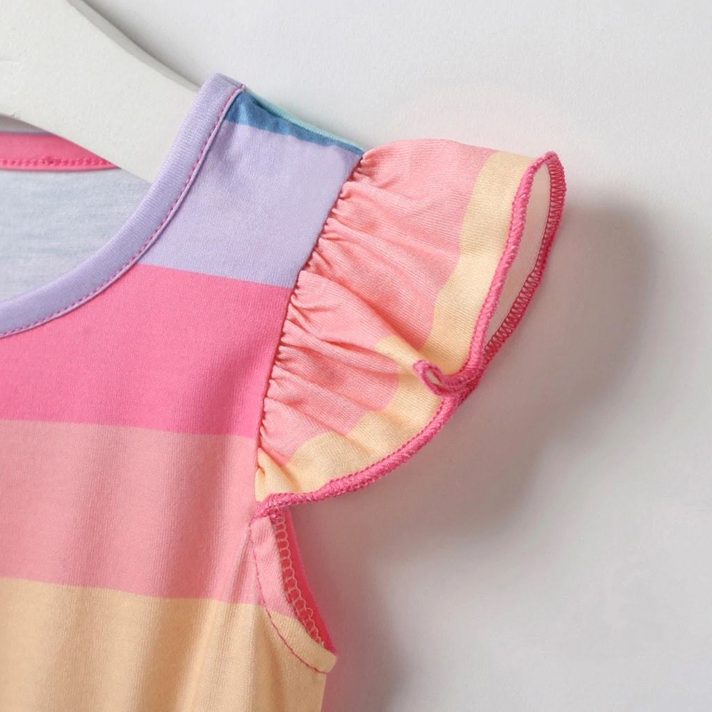 Baby Girls Rainbow Striped Dress, Size 6M-4Y, Cotton Mix - Dream Town Store