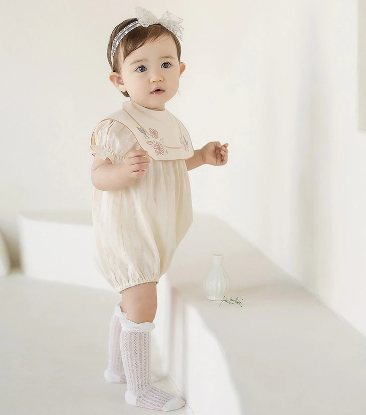 Embroidered Romper, Full & Half Sleeves, 6M to 24M.