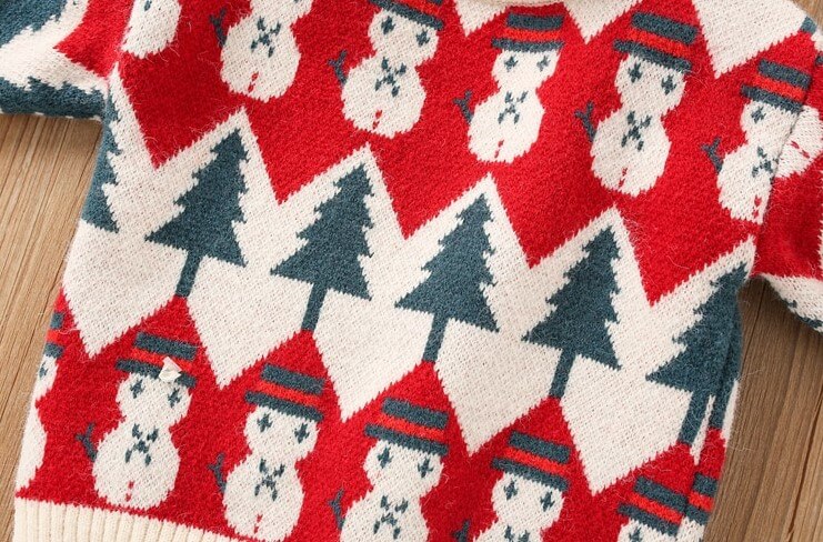 Christmas Theme Turtlenecks, Red/Beige,2T to 8T