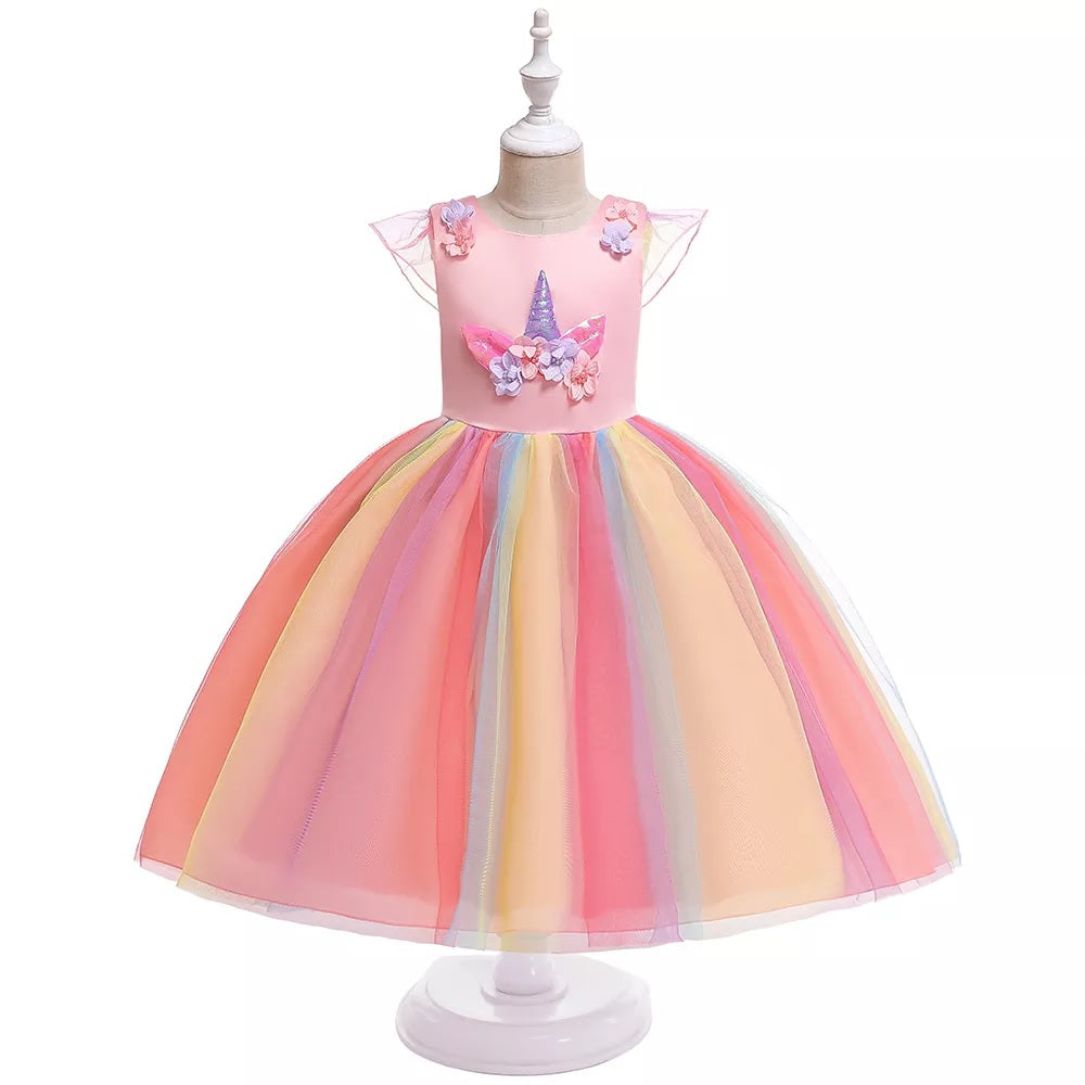 Unicorn Birthday Party Dress, Pink/Blue,3T to 8T. Pink / 2T Unicorn Birthday Party Dress, Pink/Blue,3T to 8T. Pink / 2T