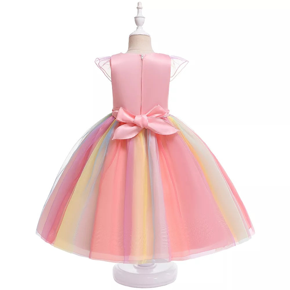 Unicorn Birthday Party Dress, Pink/Blue,3T to 8T.