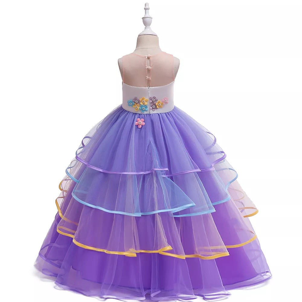 Unicorn Birthday Princess Dress With Headband,Pink/Purple,3T to 12T.