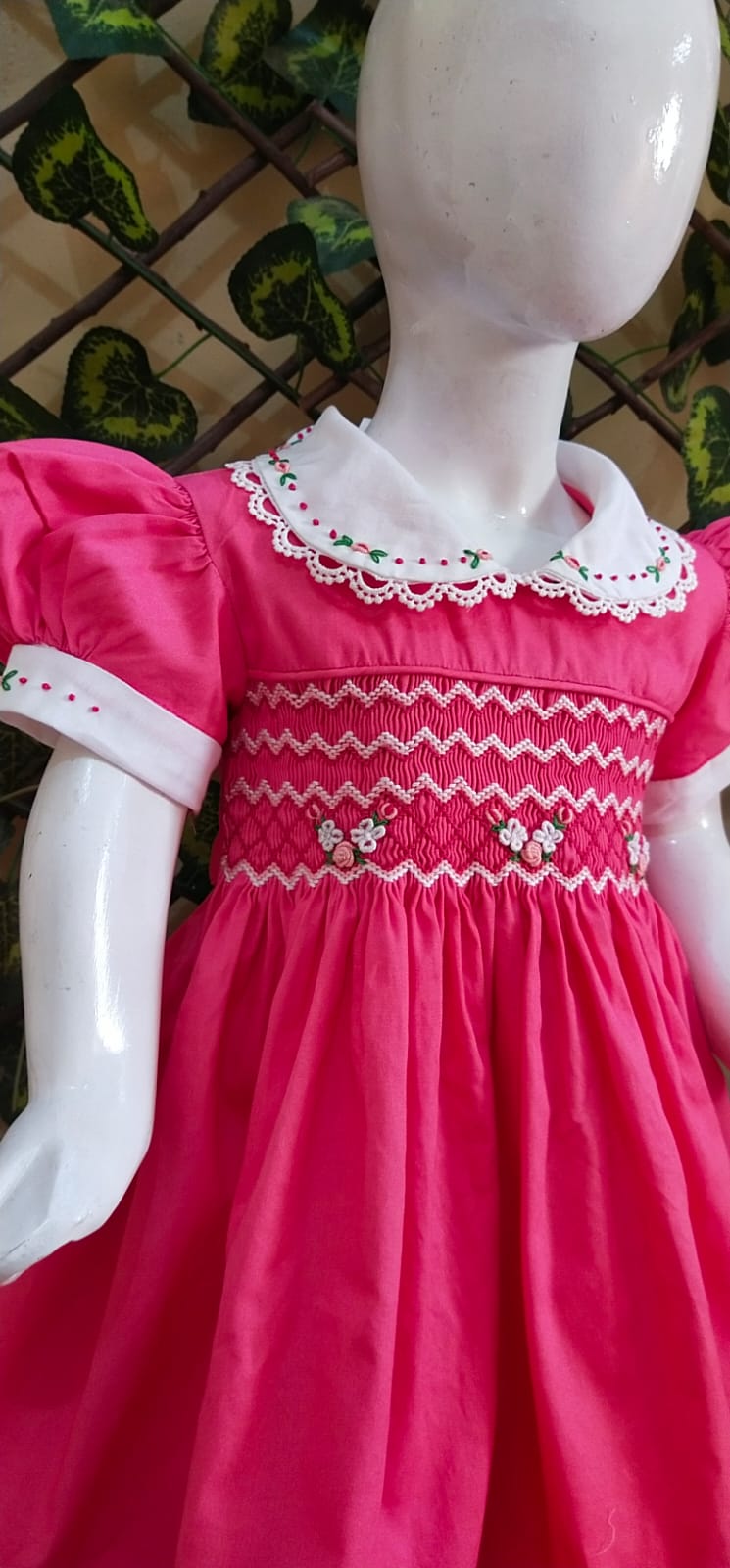 Gorgeous Pink Hand Smocked Dress,12M to 6T.