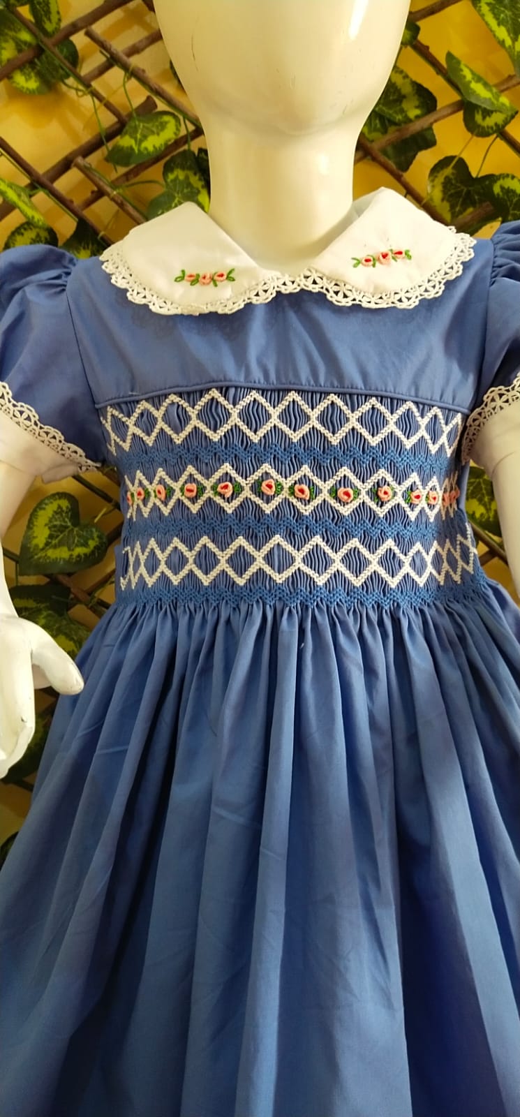 Gorgeous Solid Blue Hand Smocked Dress,12M to 6T.