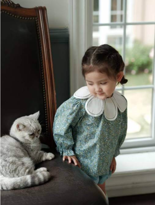Cute Floral Petal Collar Top,12M to 6T.