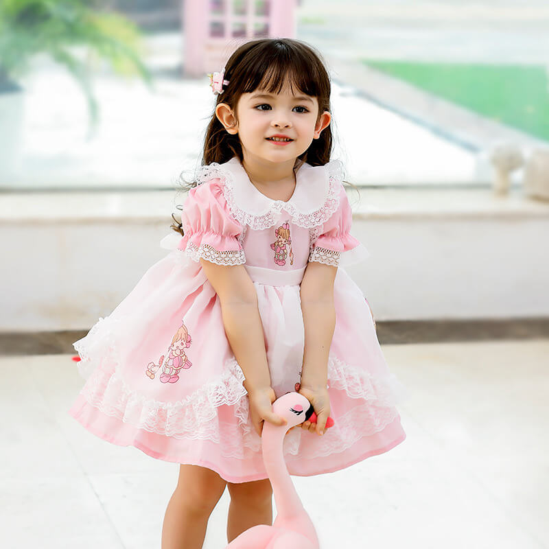 Vintage Whispering Flamingo Dress,2T to 5T.