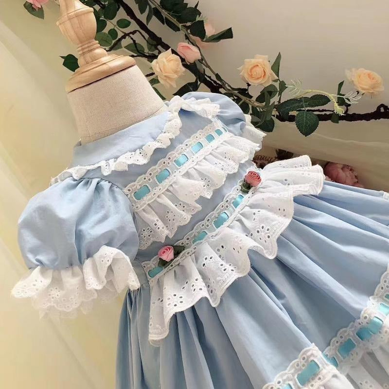 Spanish Lolita Dress, Pink/Blue, 12M to 5T