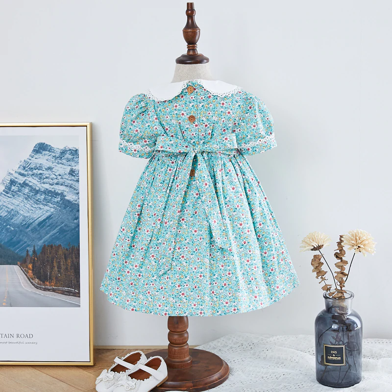 Floral Hand Smocked Dress,12M to 6T.