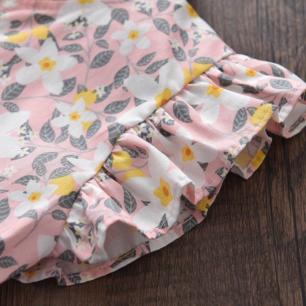 Spring/Summer Floral Dress,Green/Pink,2T to 6T.