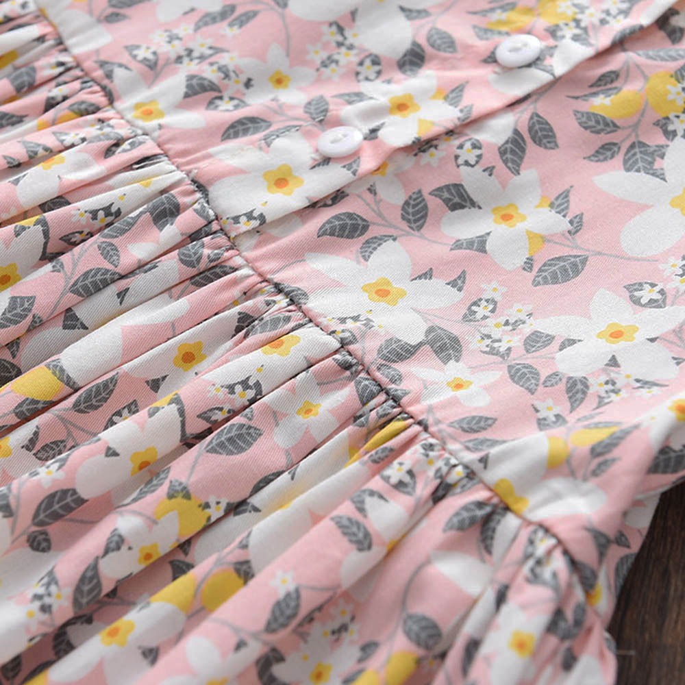 Spring/Summer Floral Dress,Green/Pink,2T to 6T.