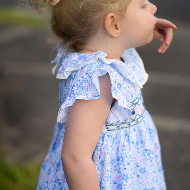 Gorgeous Hand Smocked Dress With Ruffle Sleeves,12M to 6T