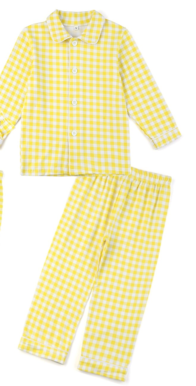 Yellow Seersucker Matching Siblings PJs,12M to 12T.