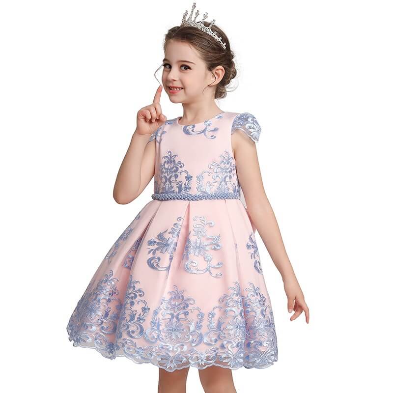 Stunning Pink & Blue Dress With Embroidery,4T to 10T.