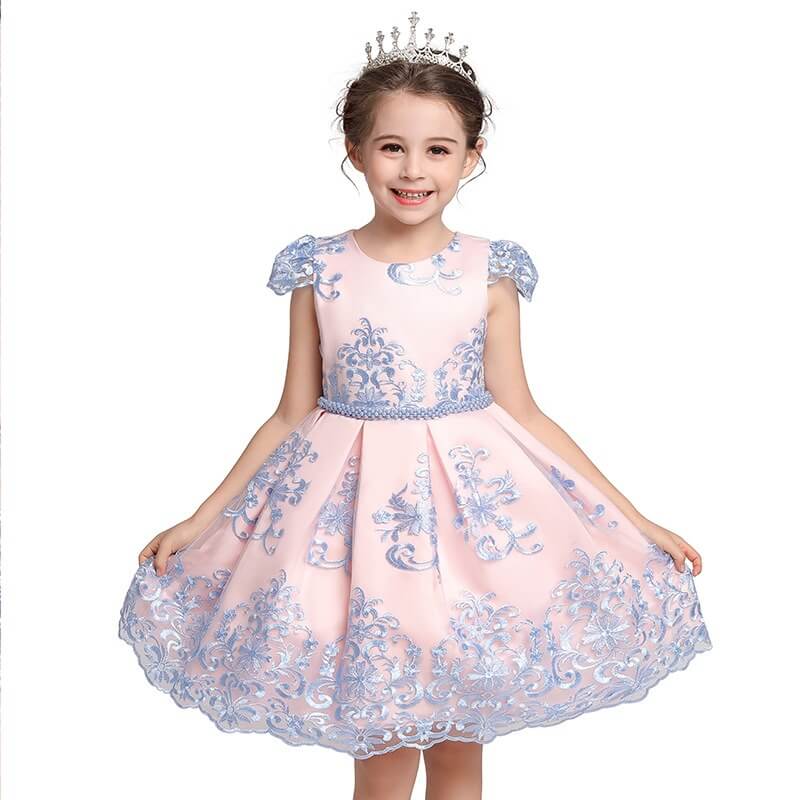 Stunning Pink & Blue Dress With Embroidery,4T to 10T.