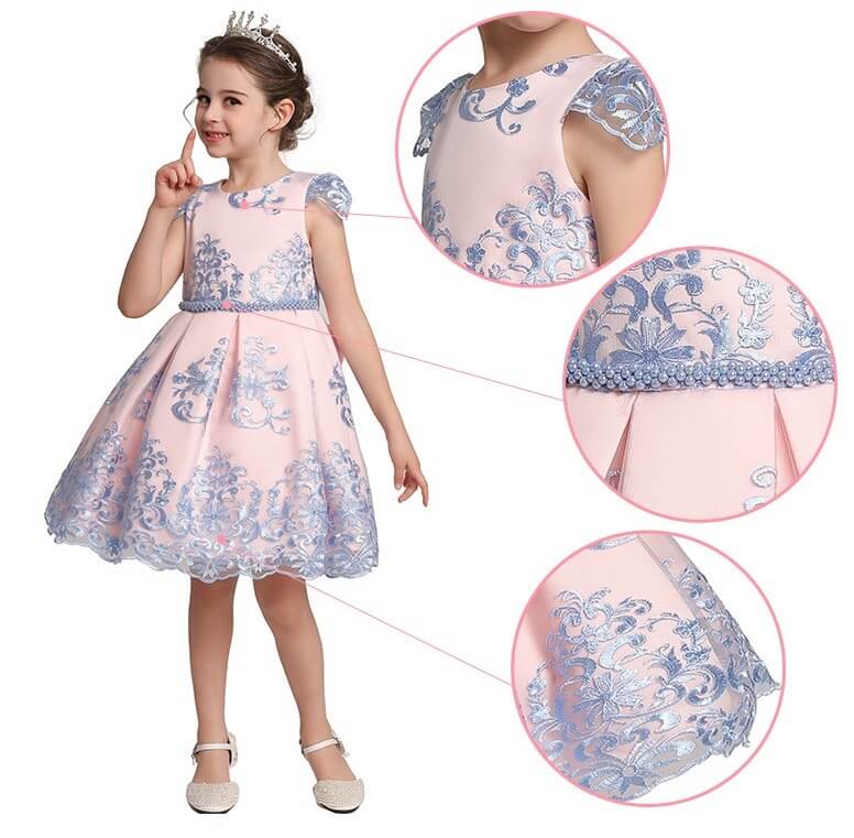 Stunning Pink & Blue Dress With Embroidery,4T to 10T.