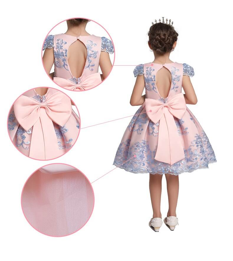 Stunning Pink & Blue Dress With Embroidery,4T to 10T.